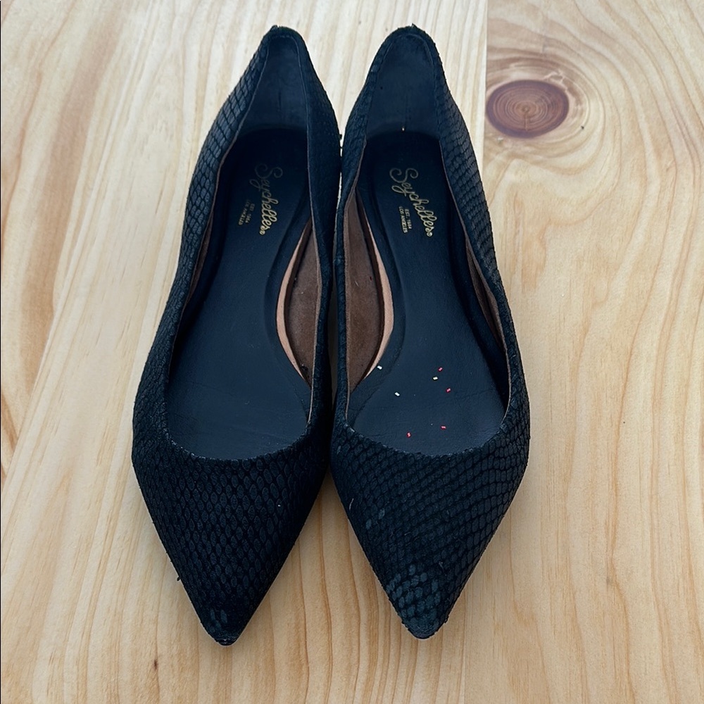 Seychelles x Anthropologie Black Textured Flats